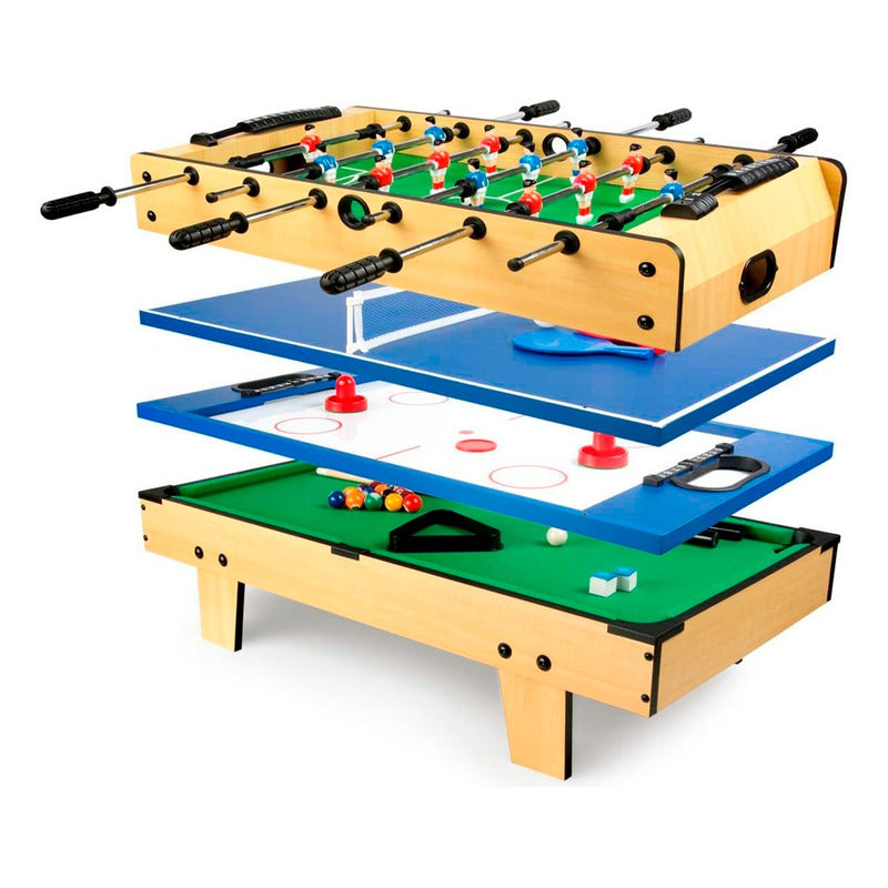 Mesa Multijuegos 4 En 1 Futbolito, Billar, Ping Pong Y Hockey