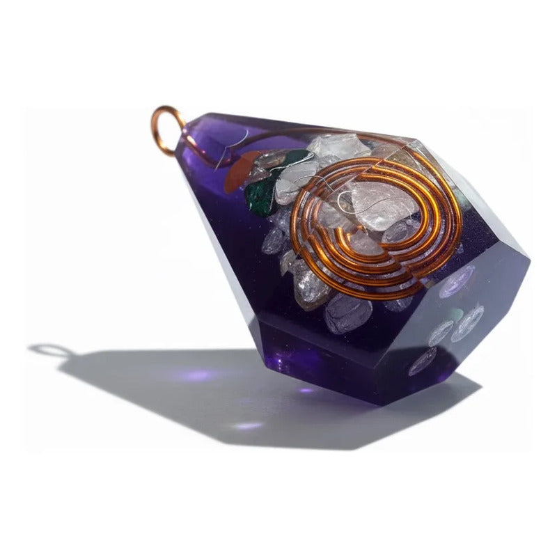 Orgonita Colgante Prisma Dije Limpia La Energía Amuleto  Morado