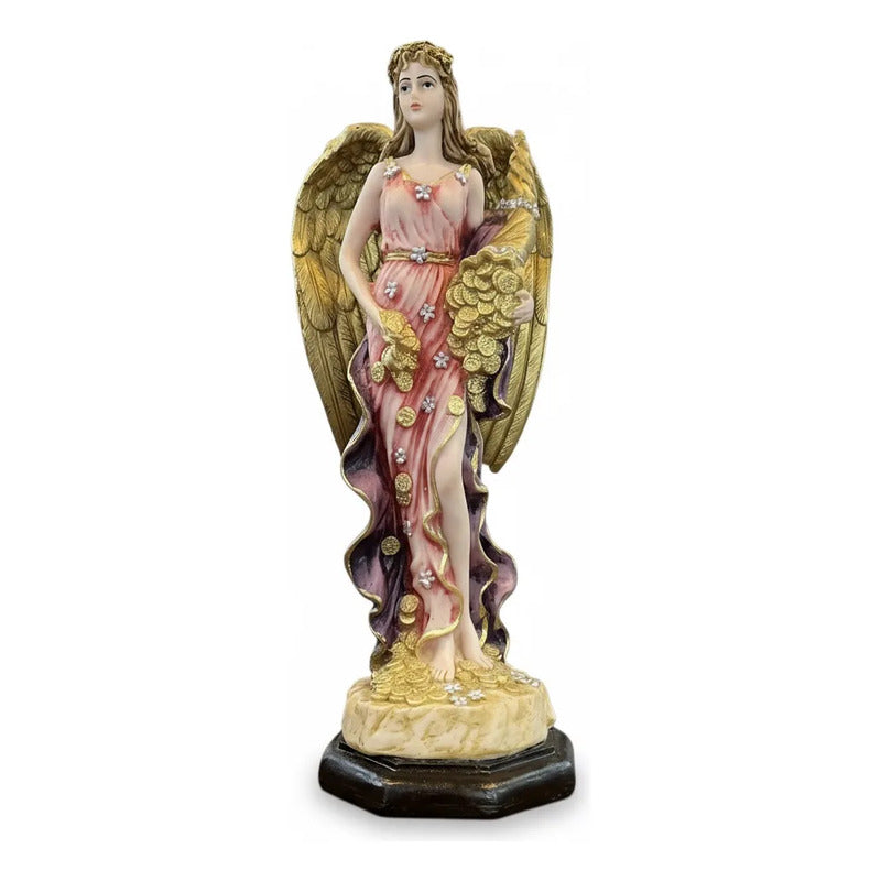 Angel De La Abundancia, Abundia Figura De Resina 30x12x10 Cm Capa Purpura