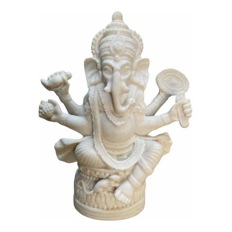 Ganesh Blanco Figura Resina Nacional 12cm Alto Blanco
