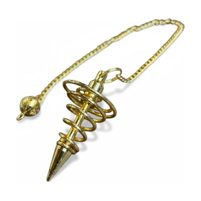 Pendulo Testigo Laton Varios Modelos Radiestesia Reiki Espiral Dorado