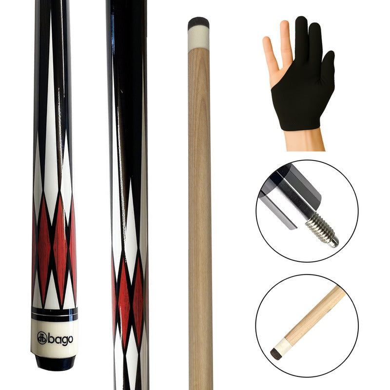 Taco de Billar Desarmable Rombos Rojos + Guante De Regalo