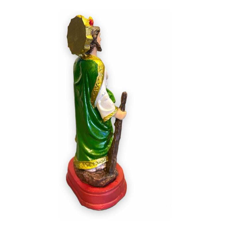 San Judas Tadeo Escultura D Resina Hecho A Mano 14.4x5x6.4cm Verde/blanco