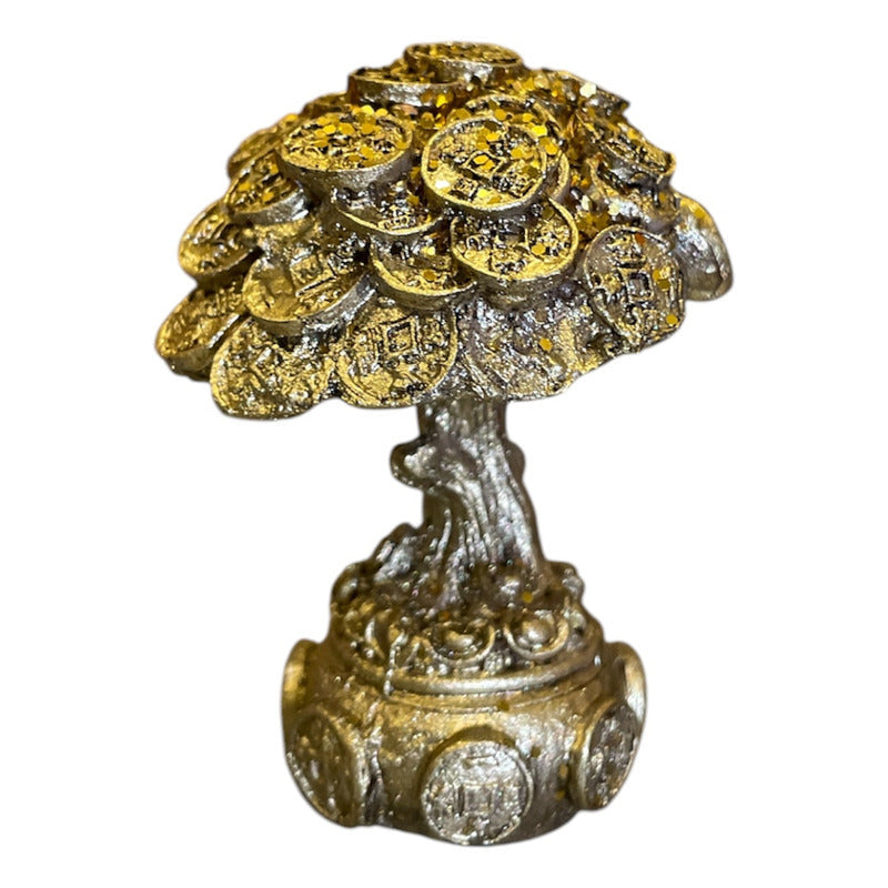 Árbol De Monedas 7cm Figura De Resina Para La Abundancia Dorado