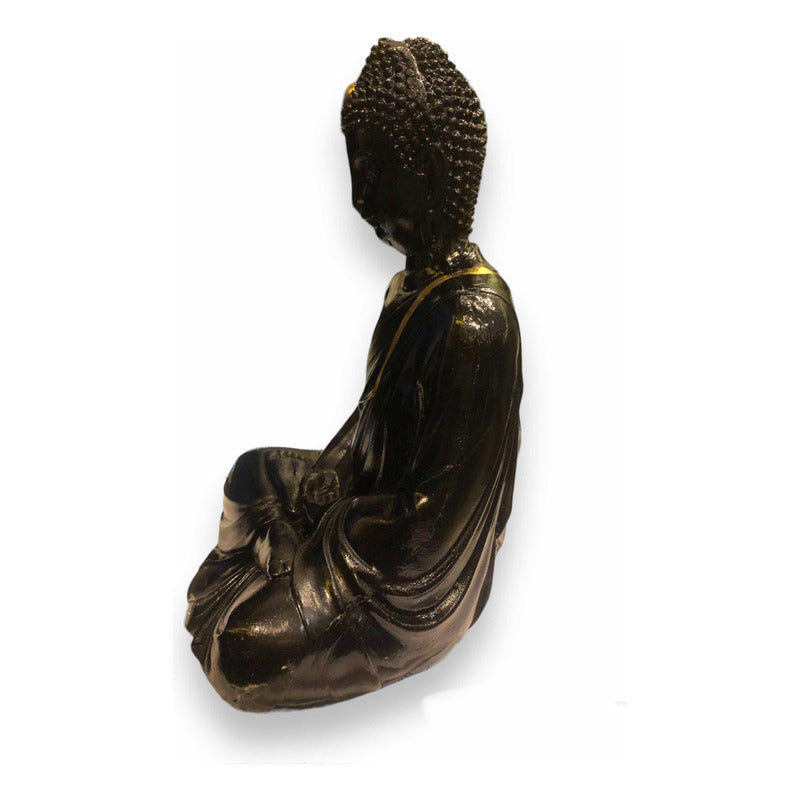 Buda Negro Grande 27 Cm Negro