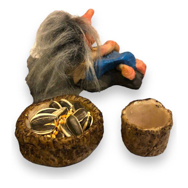 Troll Felicidad + Comedero 9cm Figura De Resina Nacional. Variado