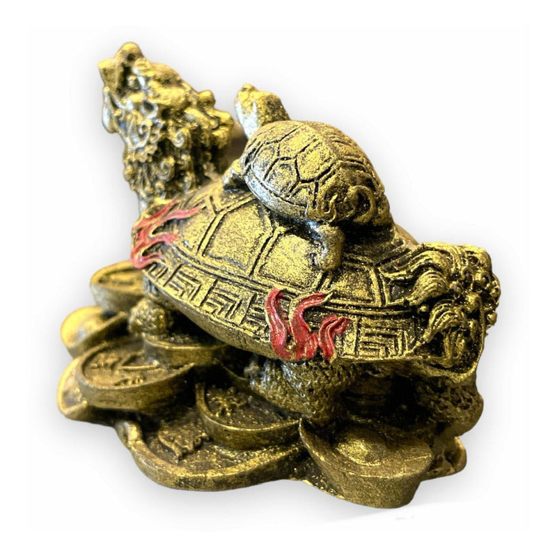 Tortuga Dragón Resina Guardián De La Riqueza Nacional 4cm Dorado