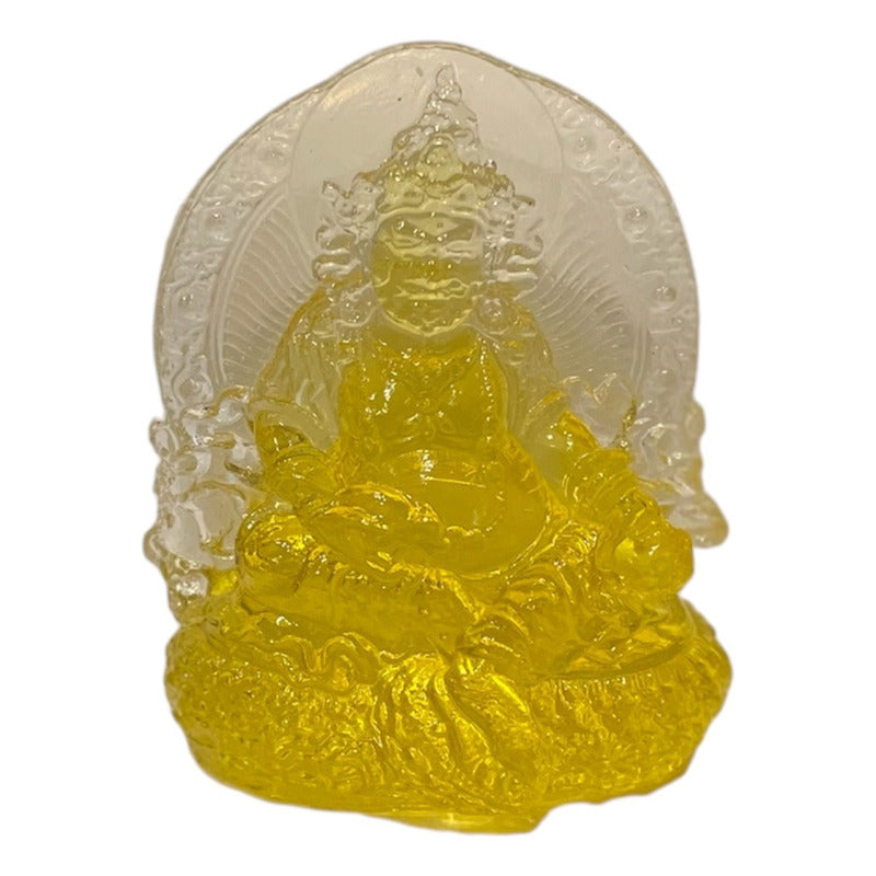 Dzambhala De La Prosperidad Buda En Resina Cristal 12cm Amarillo