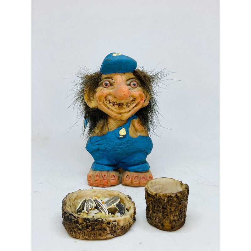 Troll Policia +comedero 11 Cm Figura En Resina Nacional. Azul