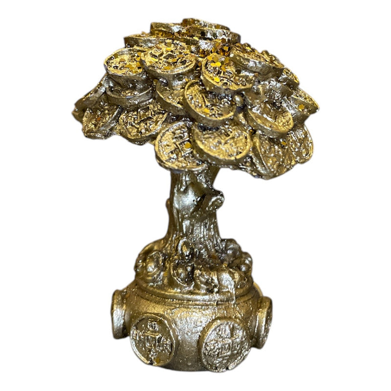 Árbol De Monedas 7cm Figura De Resina Para La Abundancia Dorado