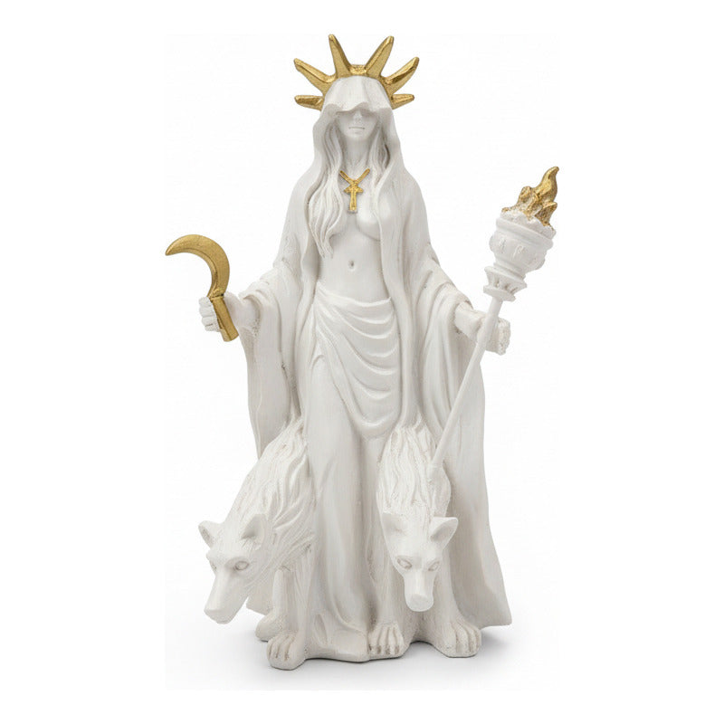 Hecate Estatua De Resina De 16cm De Altura Con Lobos