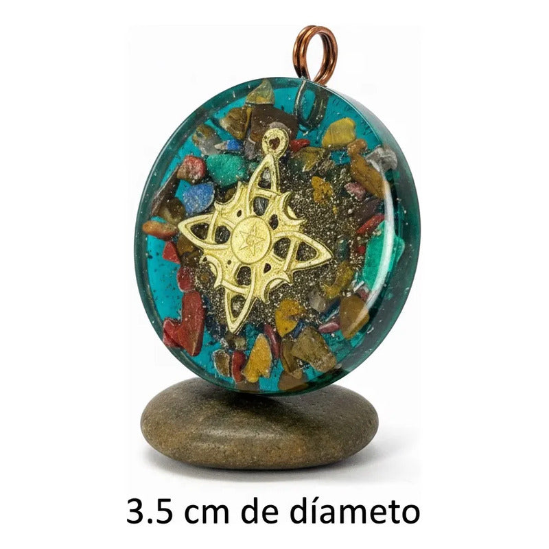 Orgonita Con Nudo De Brujas De 3.5 Cm De Diametro Verde
