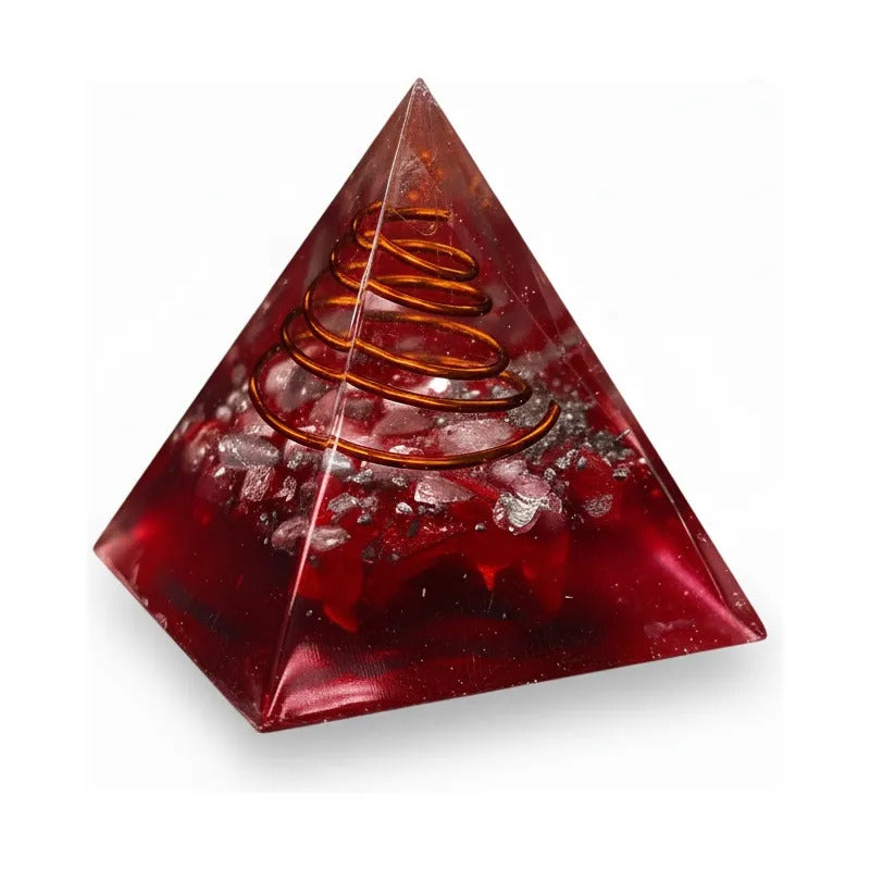 Piramide Orgonita 4 Cm De Altura Rojo