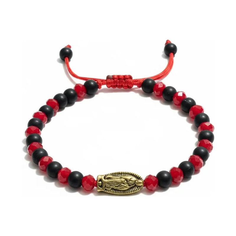 Pulsera Virgen De Guadalupe Hilo Rojo Ajustable 7 Cm