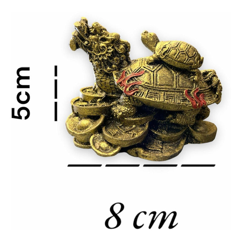 Tortuga Dragón Resina Guardián De La Riqueza Nacional 4cm Dorado