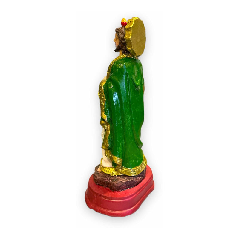 San Judas Tadeo Escultura D Resina Hecho A Mano 14.4x5x6.4cm Verde/blanco
