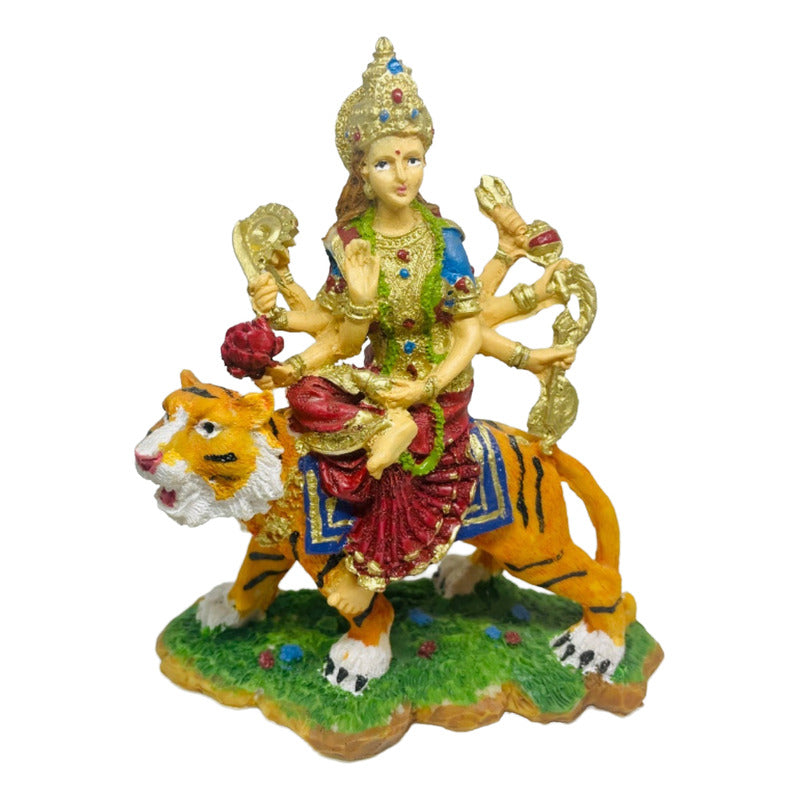 Durga Diosa Indu Figura De Resina 15.5 Cm