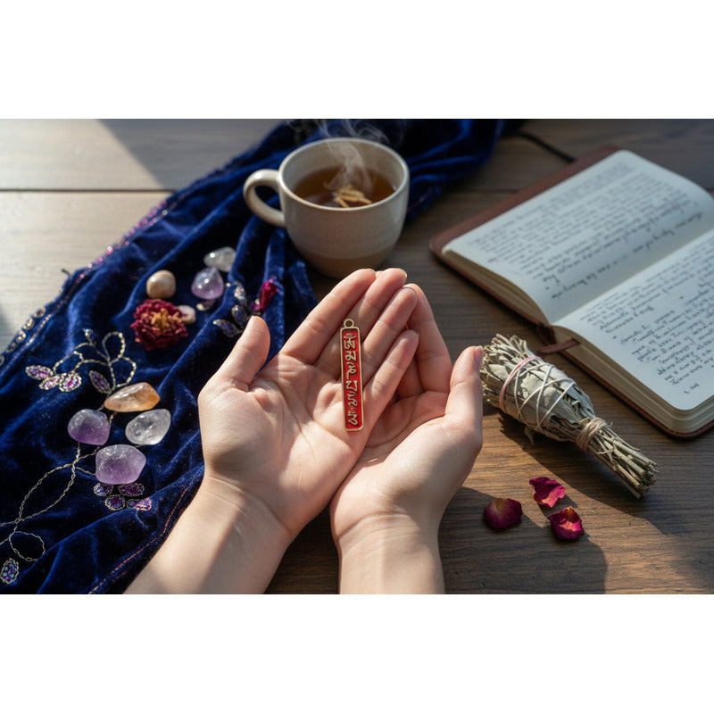 Om Mani Padme Hum Dije Mantra Amuleto Pequeño Rojo