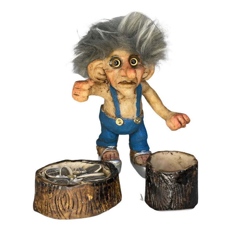 Troll Triunfo + Comedero 12 Cm Figura De Resina Azul