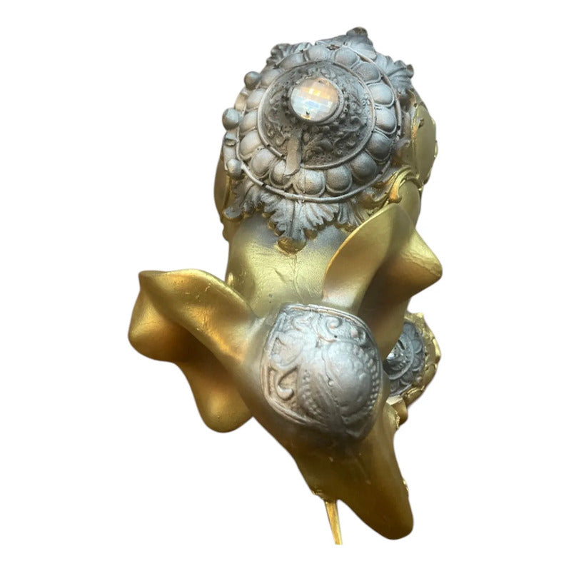 Figura Elefante De La Suerte Y Abundancia Mamá Y Cría 16cm Dorado