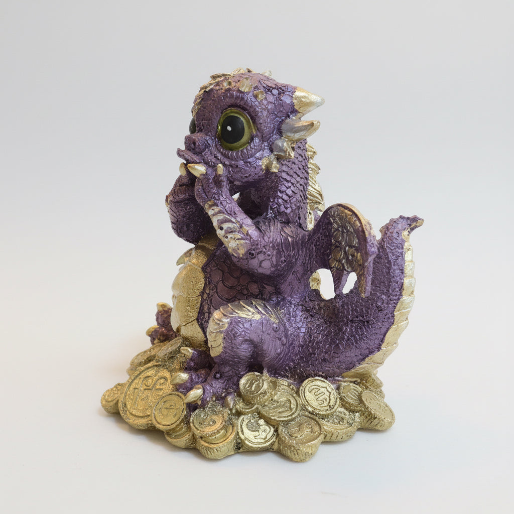 Dragón Tipo Bebe Resina 14.5 Cm Nacional Pintado A Mano.