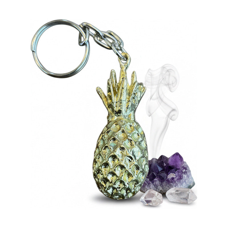 Piña Dorada Llavero De Metal Para El Feng Shui De 4 Cm Alto Dorado