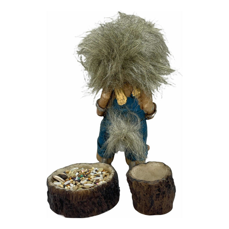 Troll Triunfo + Comedero 12 Cm Figura De Resina Azul