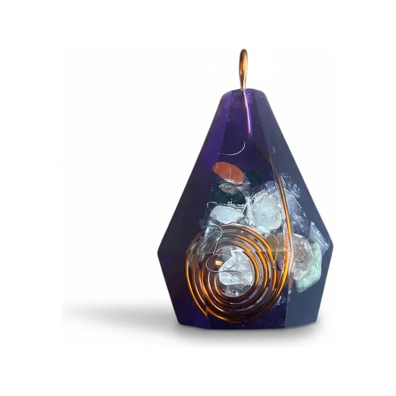 Orgonita Colgante Prisma Dije Limpia La Energía Amuleto  Morado
