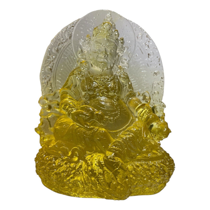 Dzambhala De La Prosperidad Buda En Resina Cristal 12cm Amarillo