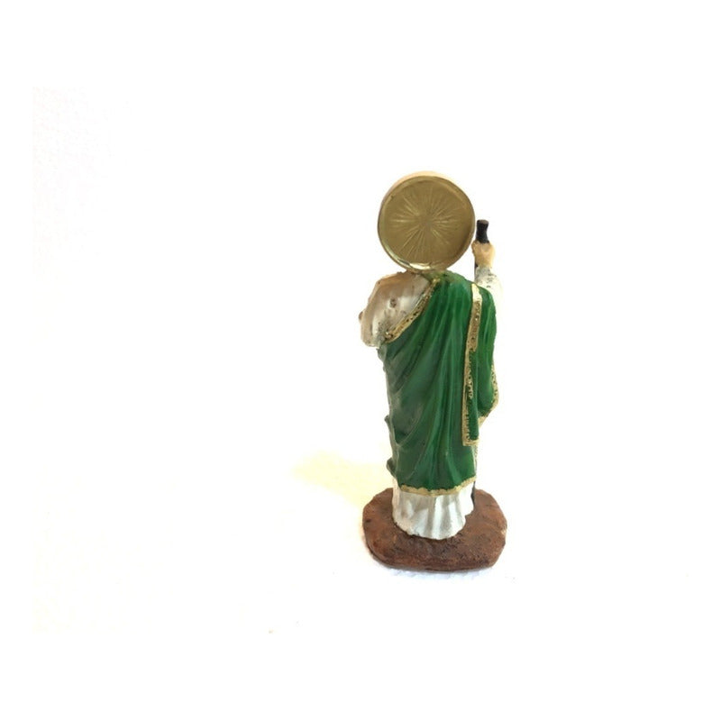Figura San Judas Tadeo Resina 12.5cm Verde Con Blanco