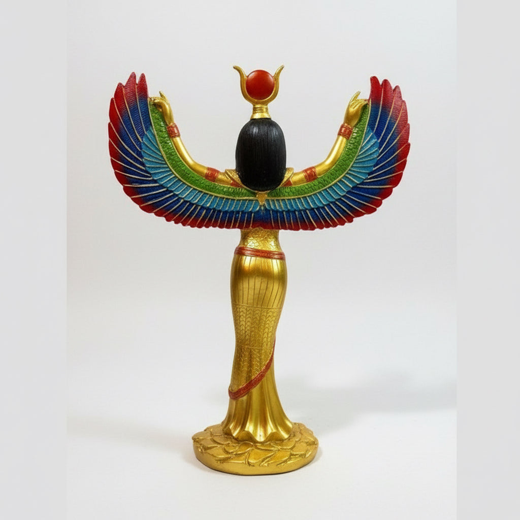 Isis Diosa Ast Egipcia Resina Nacional Pintada A Mano 28 Cm Oro