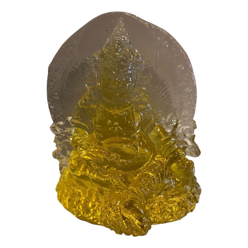 Dzambhala De La Prosperidad Buda En Resina Cristal 12cm Amarillo