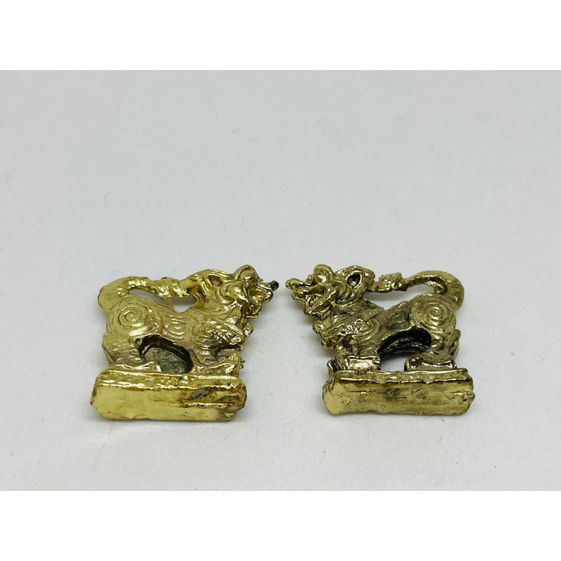 Perros Fu Par En Metal Dorado Pequeños Dorado