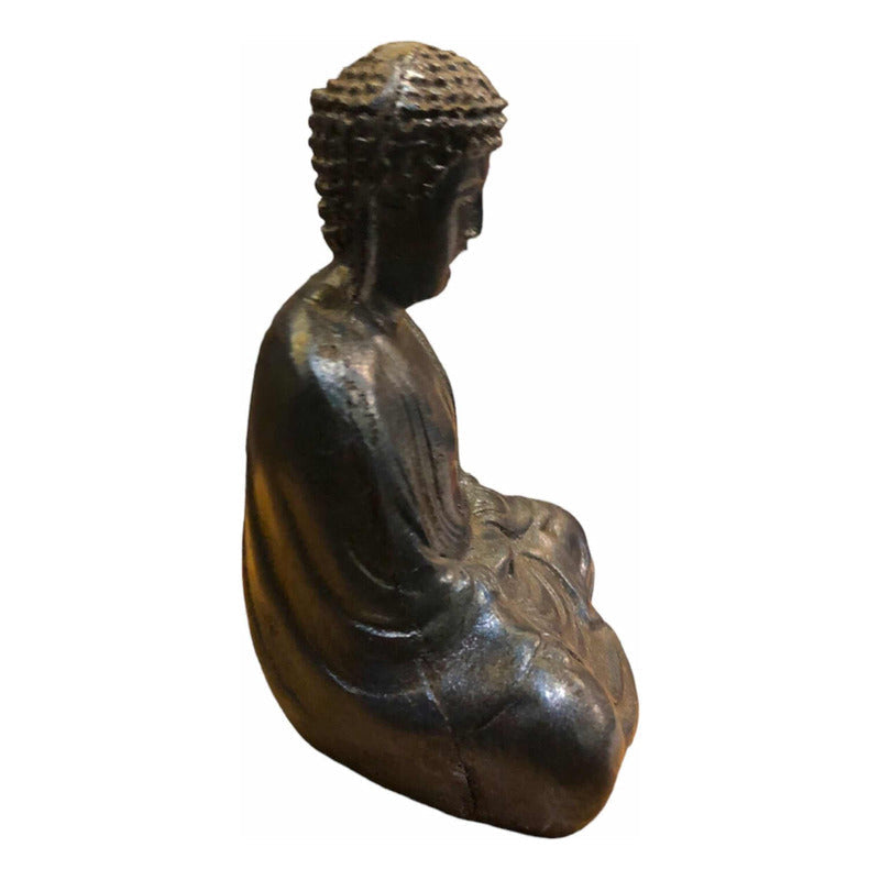 Buda Sentado 11cm Azul Figura De Resina