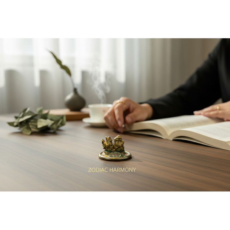 Caballo Año Chino En Argolla Y Cabra 3cm Alt 4.5cm Diametro Dorado