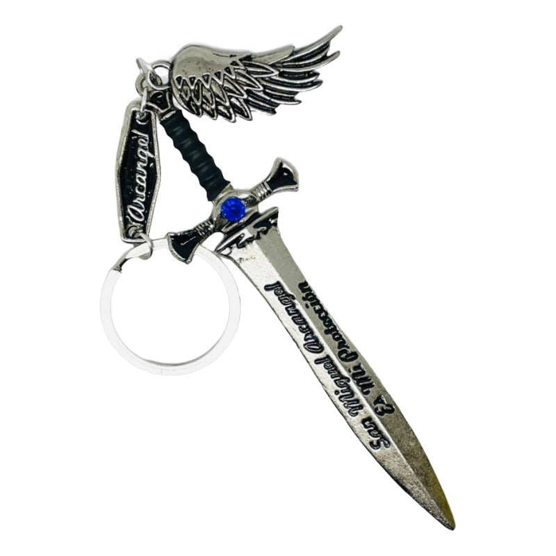 Espada San Miguel En Llavero Azul