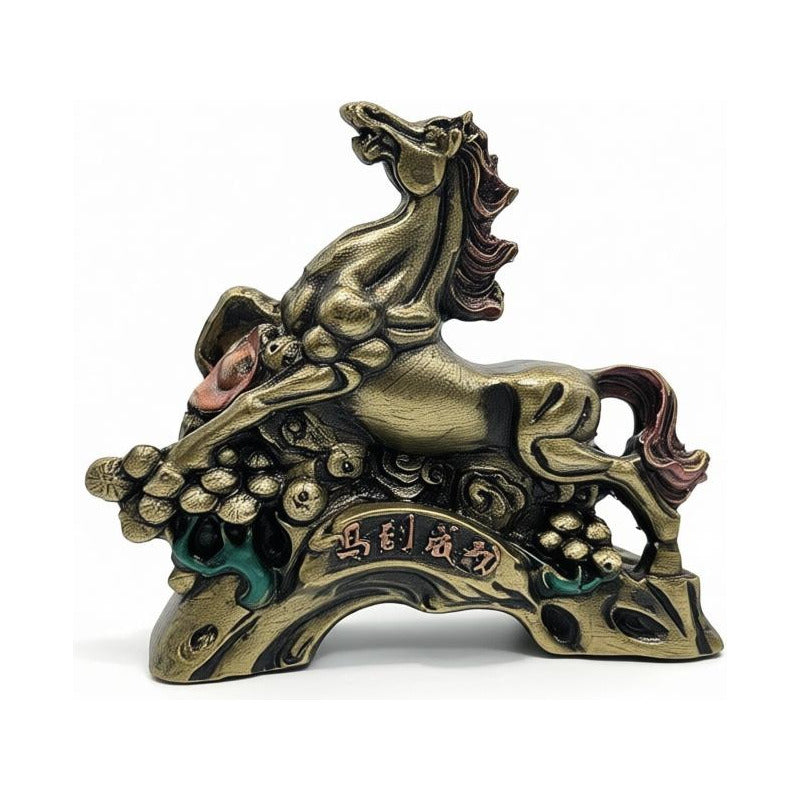 Caballo Del Año Chino Figura De Resina 6.5x8x2.5cm Dorado