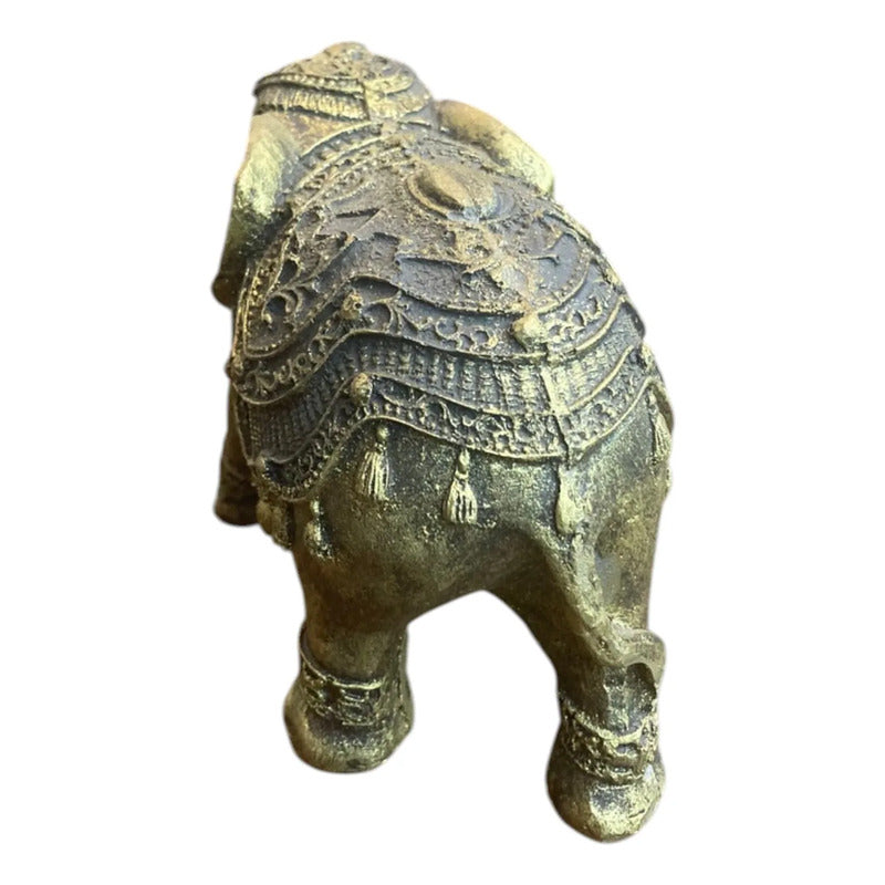 Figura Elefante Hindú Dorado Decoración Suerte 10cm Dorado Oscuro