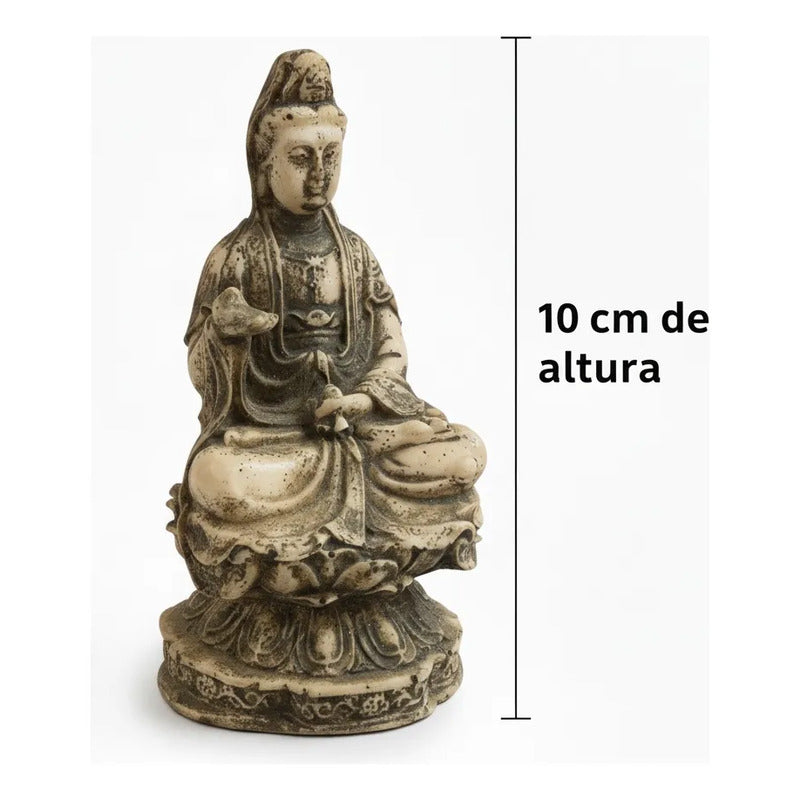 Figura Decorativa Guan Yin Resina 10 Cm Hueso