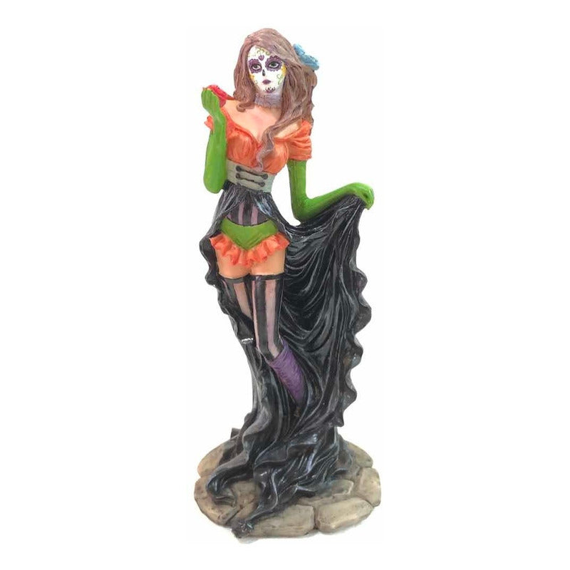 Catrina Resina Nacional Pintada A Mano Negro 26cm Negro