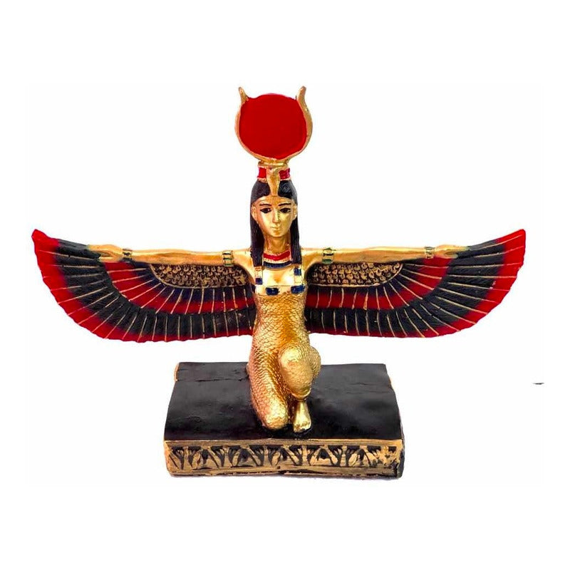 Isis Diosa Ast Egipcio En Resina Nacional 17 Cm Oro