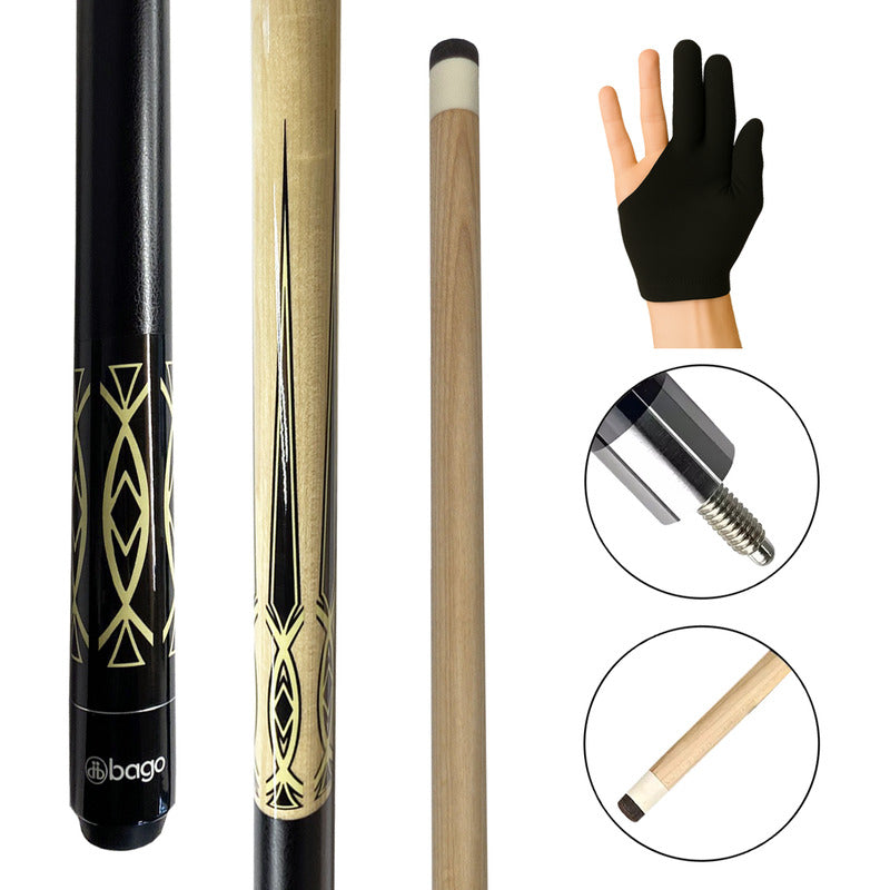 Taco de Billar Desarmable Negro con Amarillo + Guante De Regalo