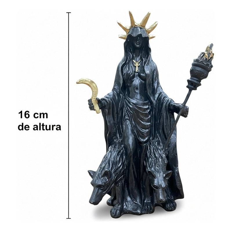 Hecate Estatua De Resina De 16cm De Altura Con Lobos