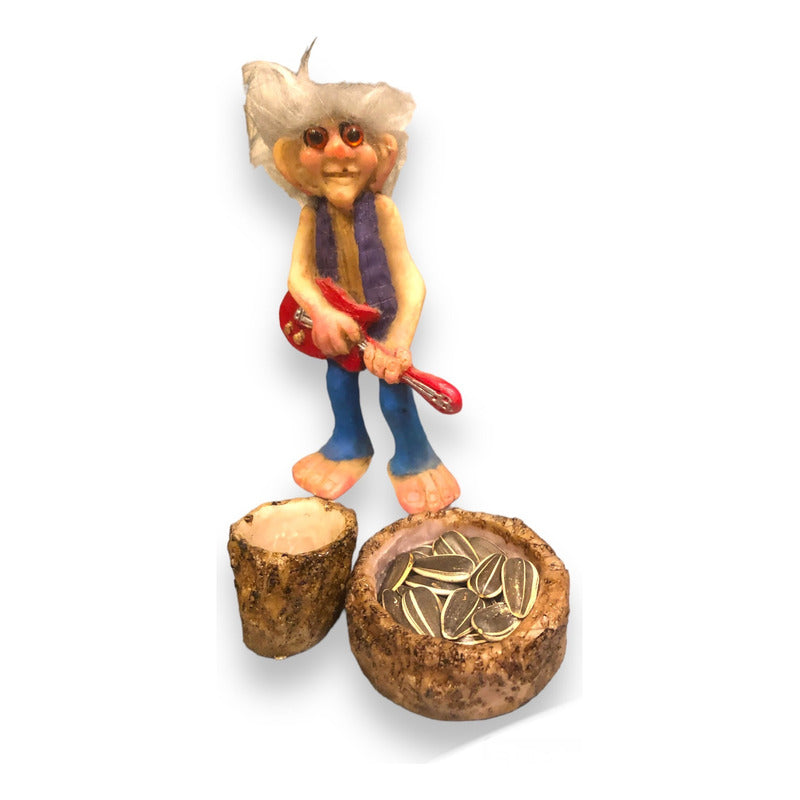 Troll Armonia + Comederos 12 Cm Figura En Resina Nacional. Variado