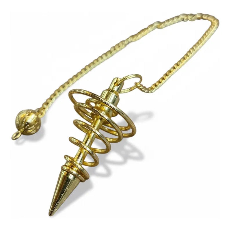 Pendulo Testigo Laton Varios Modelos Radiestesia Reiki Espiral Dorado