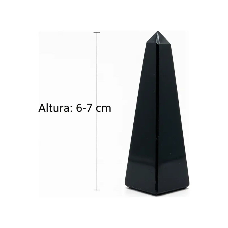 Obsidiana En Obelisco Tallado A Mano De Entre 6 Y 7 Cm Negro