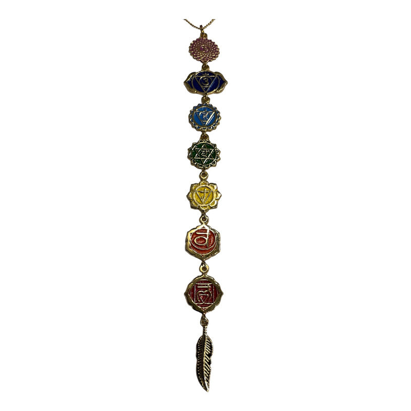 Dijes De Los 7 Chakras Con Cadena De Chapa De Oro Blanco