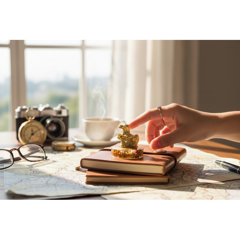 Caballo sobre Semillas de Resina Ámbar | Figura Decorativa