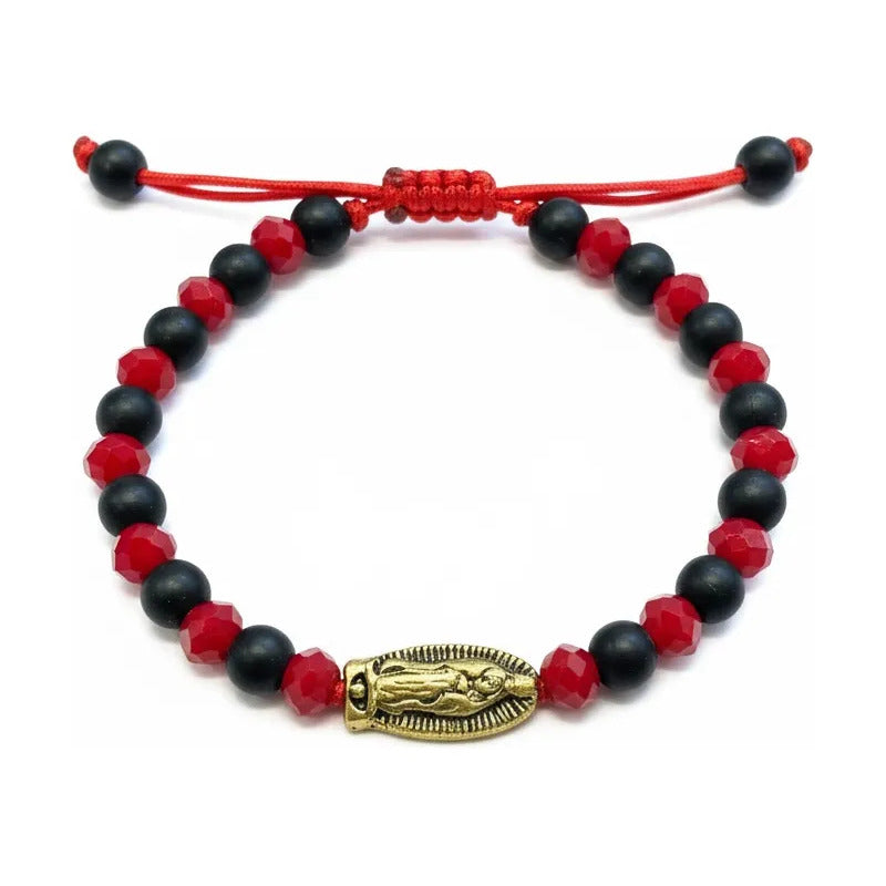Pulsera Virgen De Guadalupe Hilo Rojo Ajustable 7 Cm