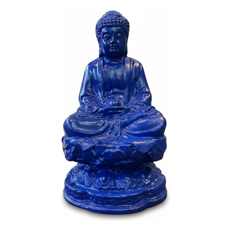 Buda Azul 10cm Figura De Resina. Azul